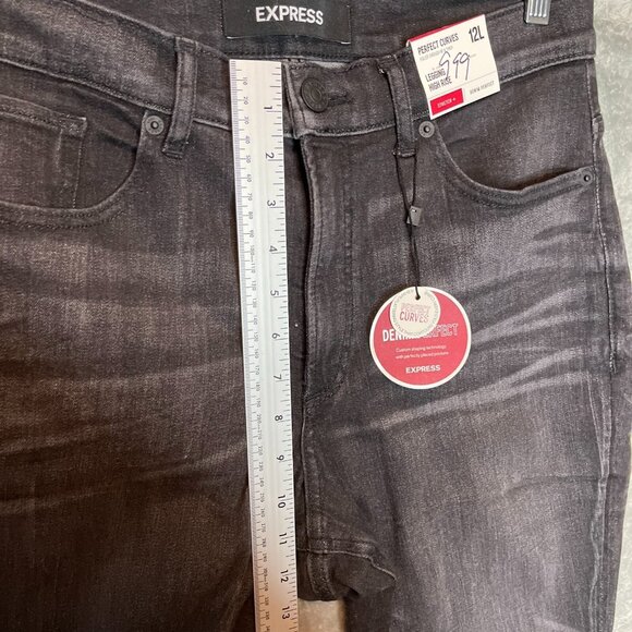Express Women Denim Perfect Curves High Rise Legging Black Jeans 12 Long NWT - Picture 8 of 12